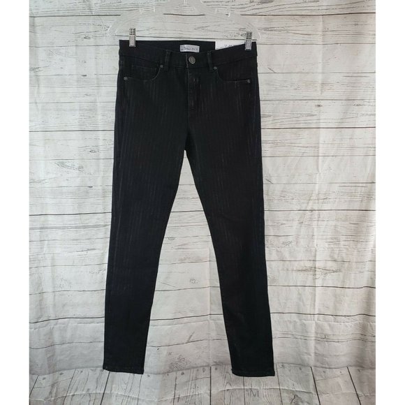 LOFT Denim - Ann Taylor LOFT Womens Skinny Jeans Sz 4‎ Black Stripes Mid Rise